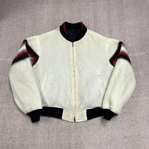 Vintage McGregor Jacket Mens Large White 1950s Fleece Reversible Rockabilly